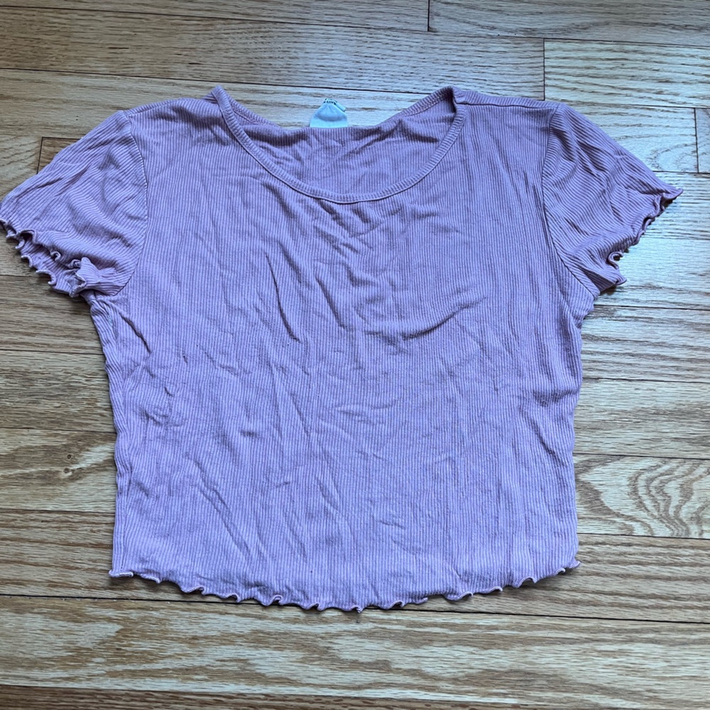 Pink Ribbed Crop Top